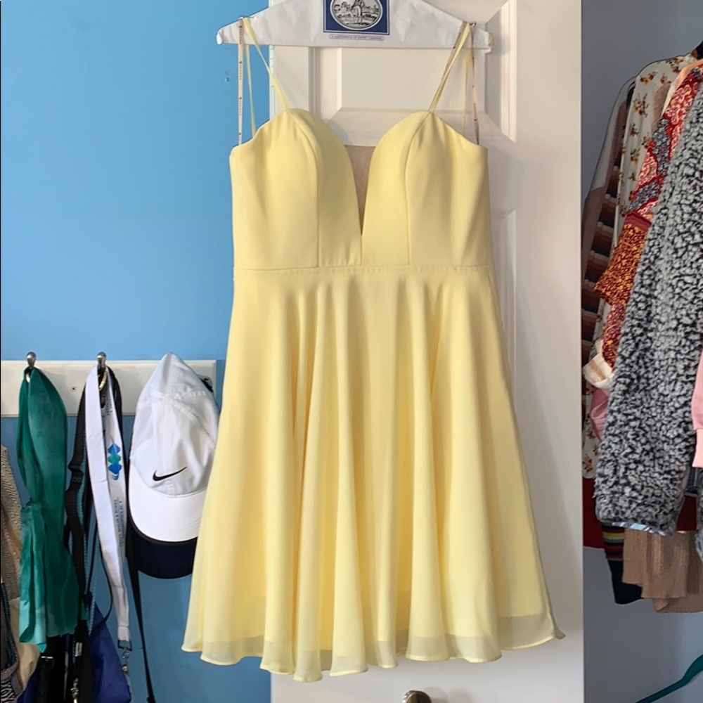Strapless Pale Yellow Homecoming Dress